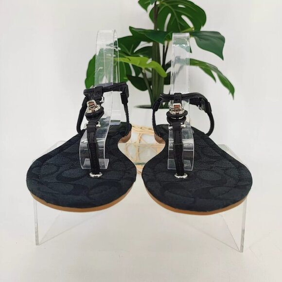 Coach Women's Robyn Signature Black Thong T-Strap Sandals Size 7B US - Picture 2 of 9